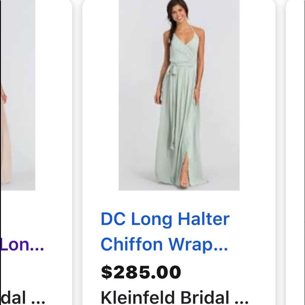 Long chiffon/satin wrap gown from Kleinfeld.